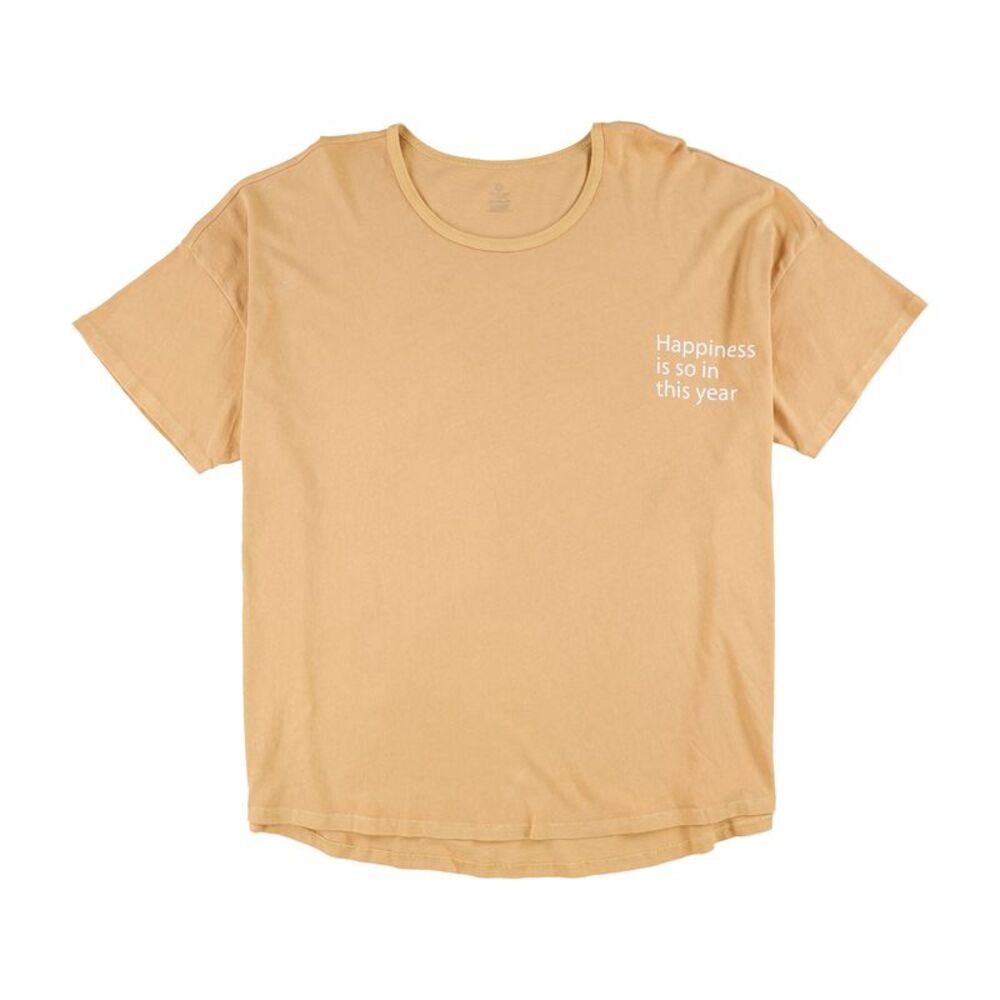 aerie Womens Happiness Is So In This Year Basic T-Shirt, Orange, 2XL, DM